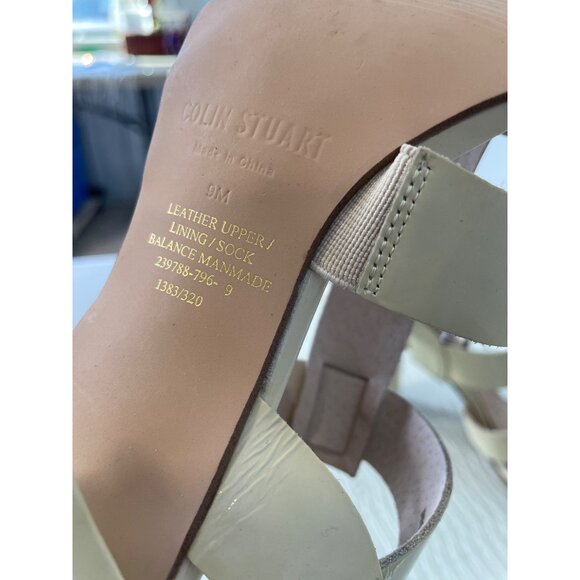 Colin Stuart Heeled Sandal Size 9 Strappy Open Toe Leather Buckle Strap Cocktail - Picture 6 of 8